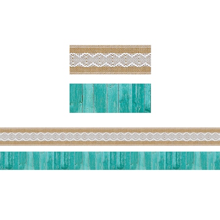 Teacher Created Resources Shabby Chic Double-Sided Border, 36 Feet Per Pack, PK3 77169